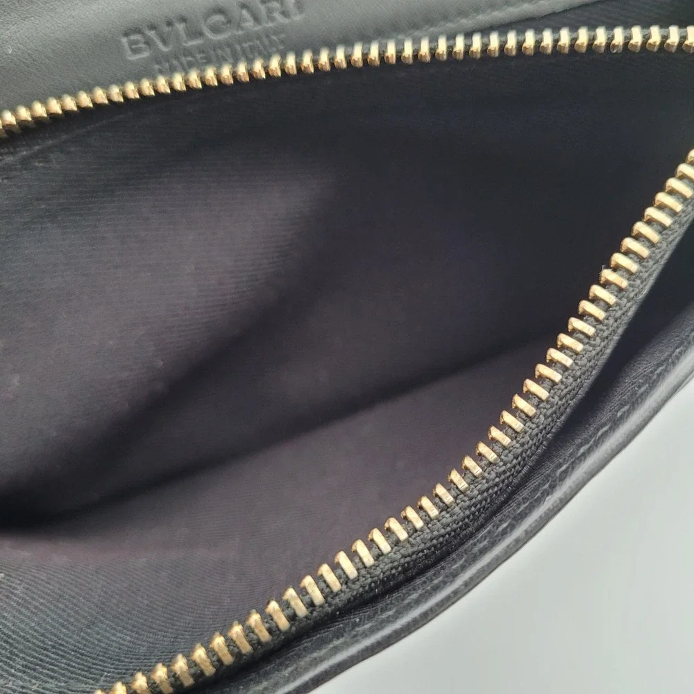 BVLGARI B.zero1 Black Leather Long Wallet Gold Logo MD-M15-32403 Italy